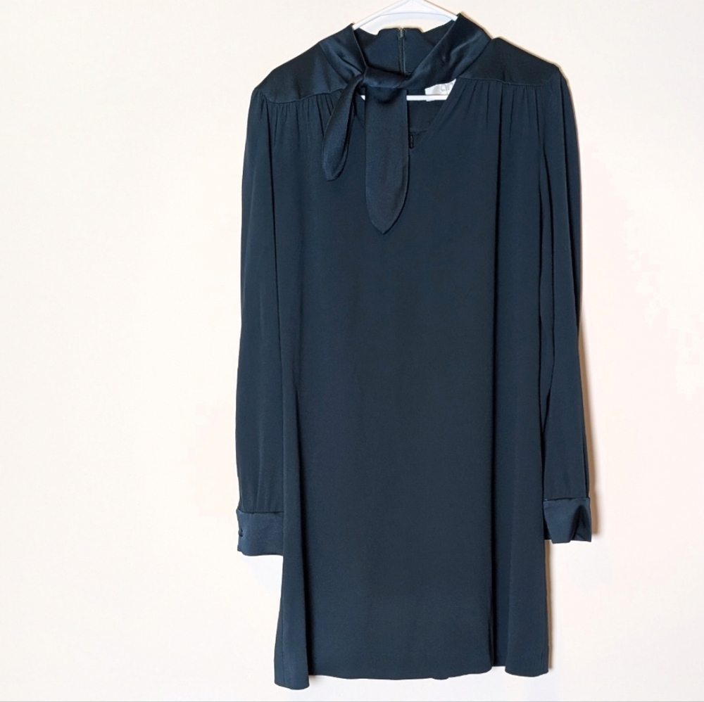 Jane Atelier Goat Deep Green Emerald Bow Tie Silk Satin Like Elegant Dress 14‎